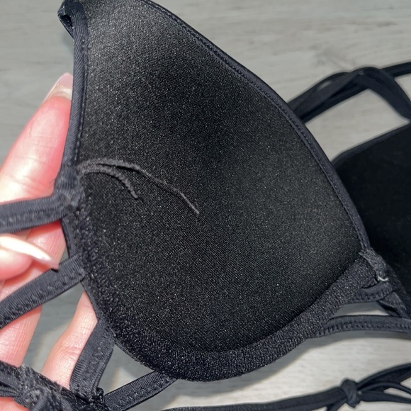 Black Strappy Push-up Swimsuit Bikini Top 32B - Picture 7 of 9